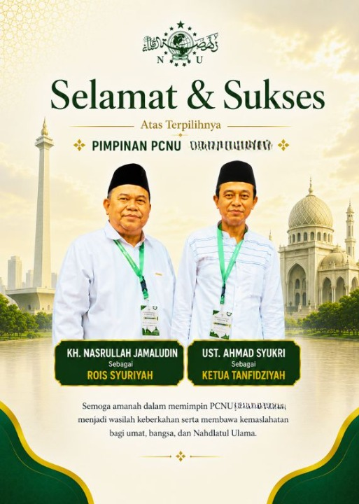 PWNU  Pengurus Wilayah Provinsi Dki Jakarta Rois Syuriyah KH Nasrullah Jamaludin dan Ketua Tanfidziyah Ust Ahmad Syukri